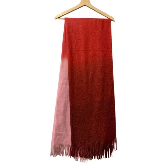 Mango NWT Women's Red Tasseled Ombré Scarf for Fall - Picture 1 of 5